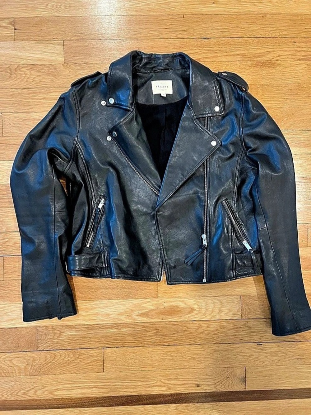 Sezane Zig Jacket Cuir Noir - Size 40 - Never Worn